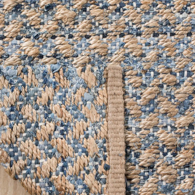 Reinheimer Hand Woven Jute/Chindi/Cotton Rug in Blue/Natural