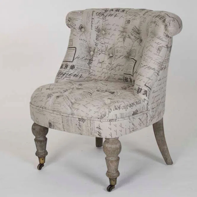 Amelie Natural Linen & Limed Gray Oak Slipper Chair