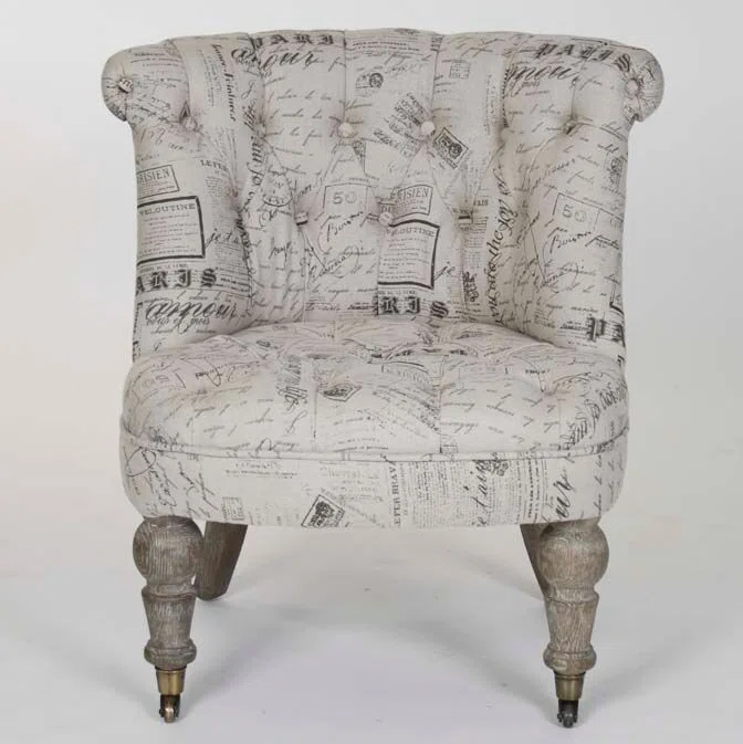 Amelie Natural Linen & Limed Gray Oak Slipper Chair