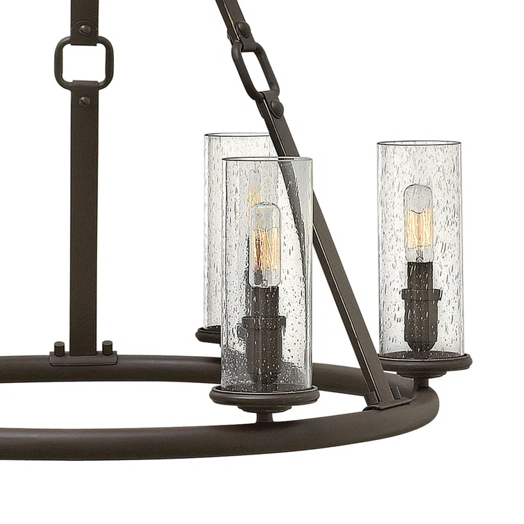 Dakota 6 - Light Unique / Statement Wagon Wheel Chandelier