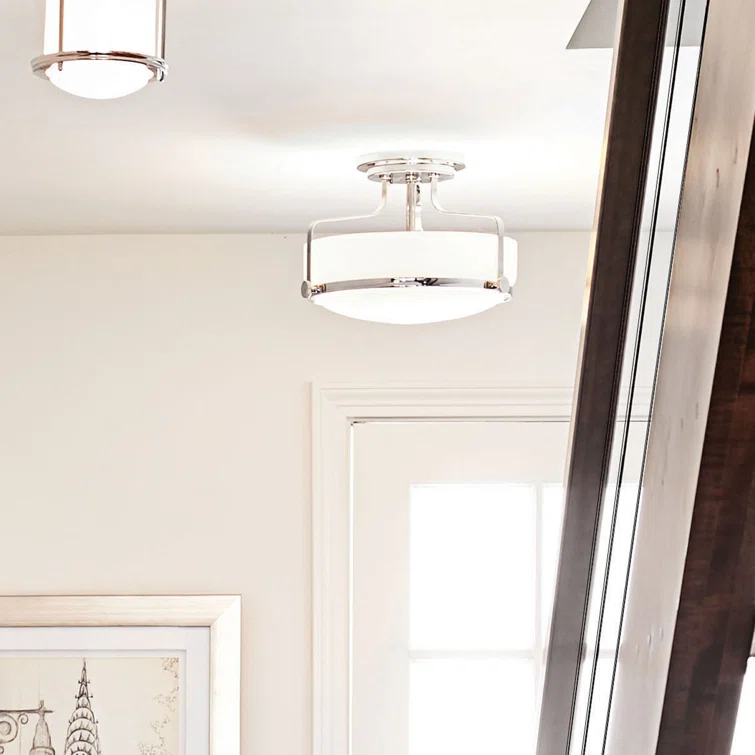 Harper 14.5-in 3-Light Semi-Flush Mount Retro Ceiling Light