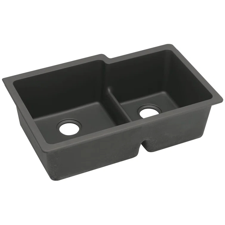 Quartz Classic 33" x 20-1/2" x 9-1/2" Double Basin Undermount Kitchen Sink