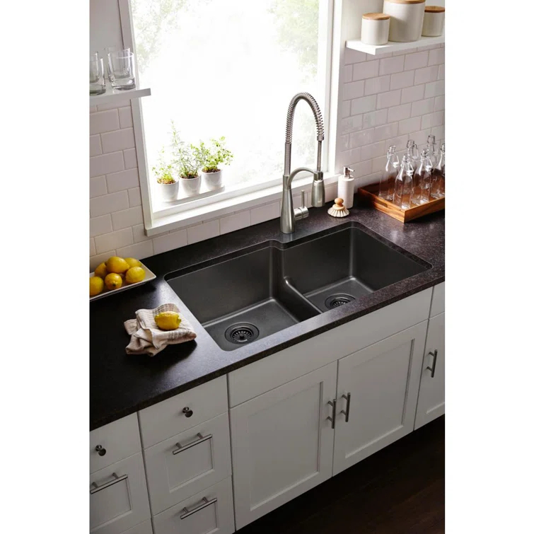 Quartz Classic 33" x 20-1/2" x 9-1/2" Double Basin Undermount Kitchen Sink
