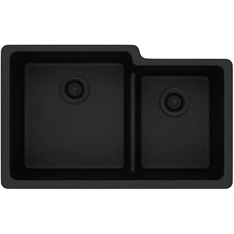Quartz Classic 33" x 20-1/2" x 9-1/2" Double Basin Undermount Kitchen Sink
