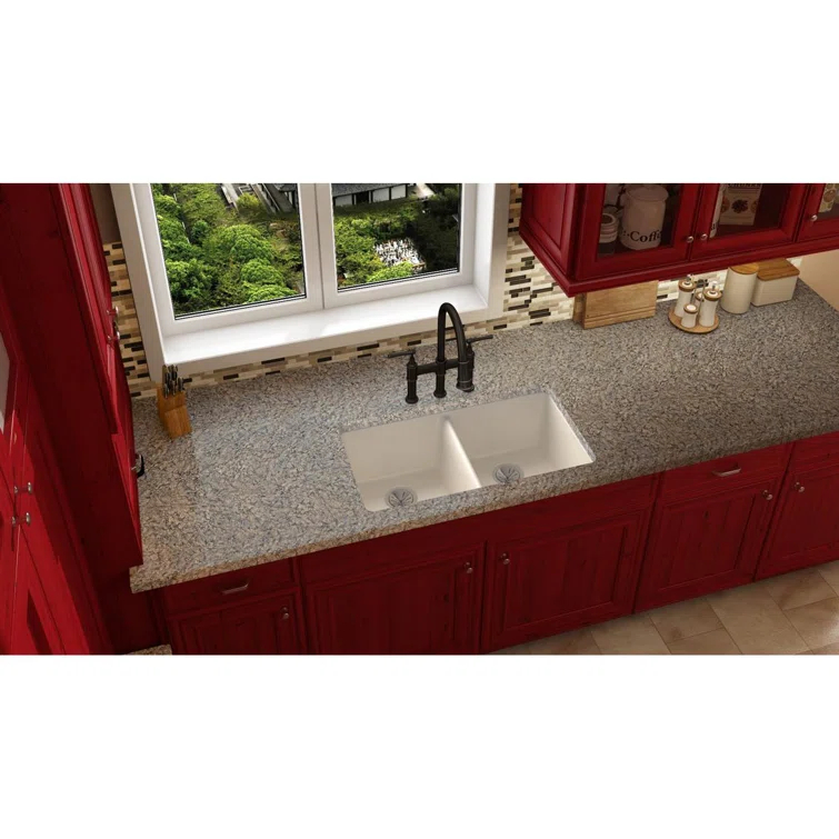 Quartz Luxe 33" L x 19" W Double Basin Undermount Kitchen Sink
