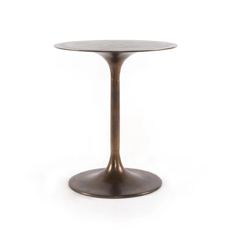 Antique Gold Round Aluminum Tulip Side Table