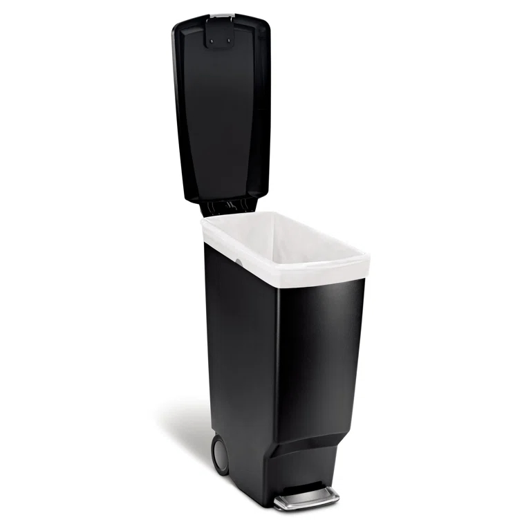 simplehuman 40 Liter / 10.6 Gallon Slim Kitchen Step Trash Can with Secure Slide Lock, Plastic
