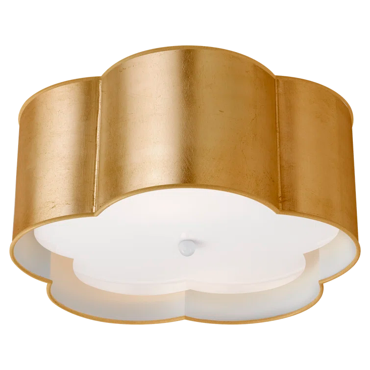 Gold and White Glass Flower Flush Mount Ceiling Light