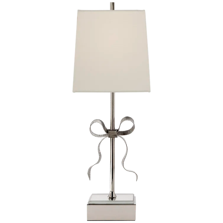 Ellery Polished Nickel Outdoor Table Lamp with Cream Shade