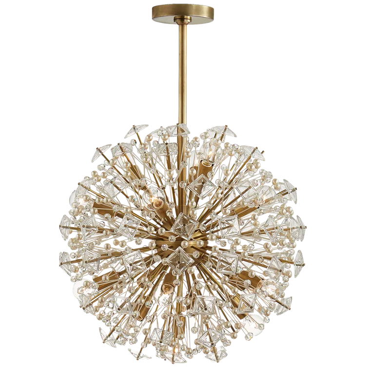 Dickinson Medium Brass and Crystal 17-Light Chandelier