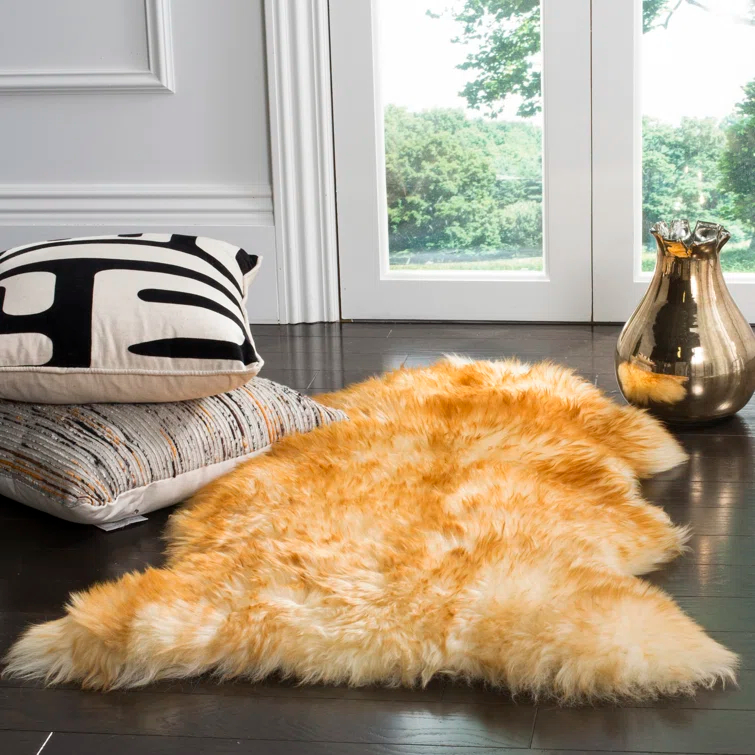 Sheep Skin Natural Sheep Skin Made Within Acid Dying Sheep Skin Solid Color Rug