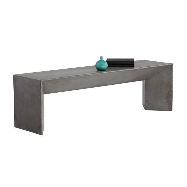 Nomad Contemporary 55'' Gray Marble Look Concrete Bench