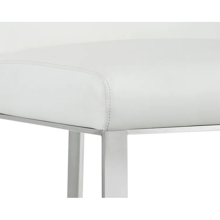 Cantina White Faux Leather Stainless Steel Counter Stool