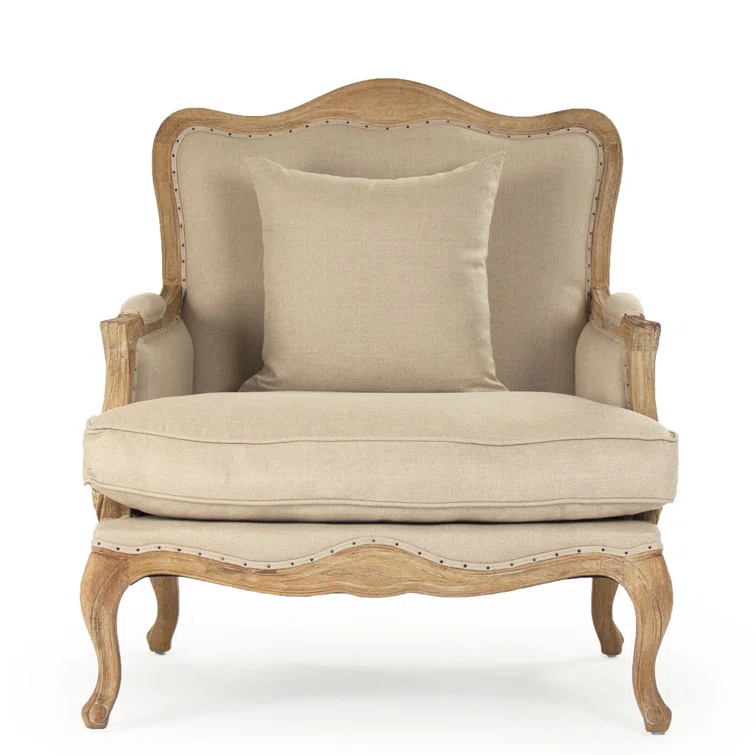 Zentique CFH111 E272 A003-Jute 35 x 39.5 x 29 in. Belmont Club Chair, Natural Linen & Jute
