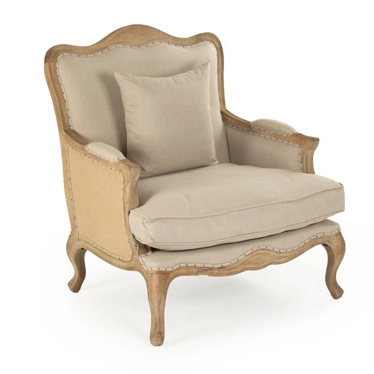 Zentique CFH111 E272 A003-Jute 35 x 39.5 x 29 in. Belmont Club Chair, Natural Linen & Jute