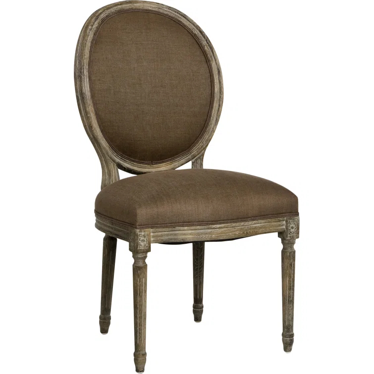 Medallion Aubergine Linen Side Chair, 21 x 40 x 21 in.