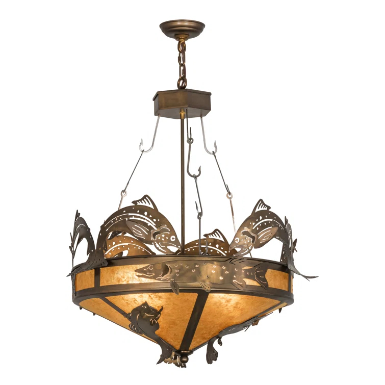 Rustic Lodge 4 - Light Urn / Bowl Chandelier