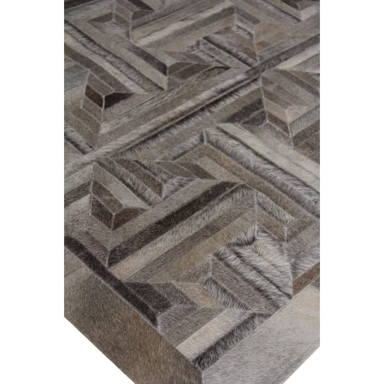 Natural Hide Cowhide Geometric Rug