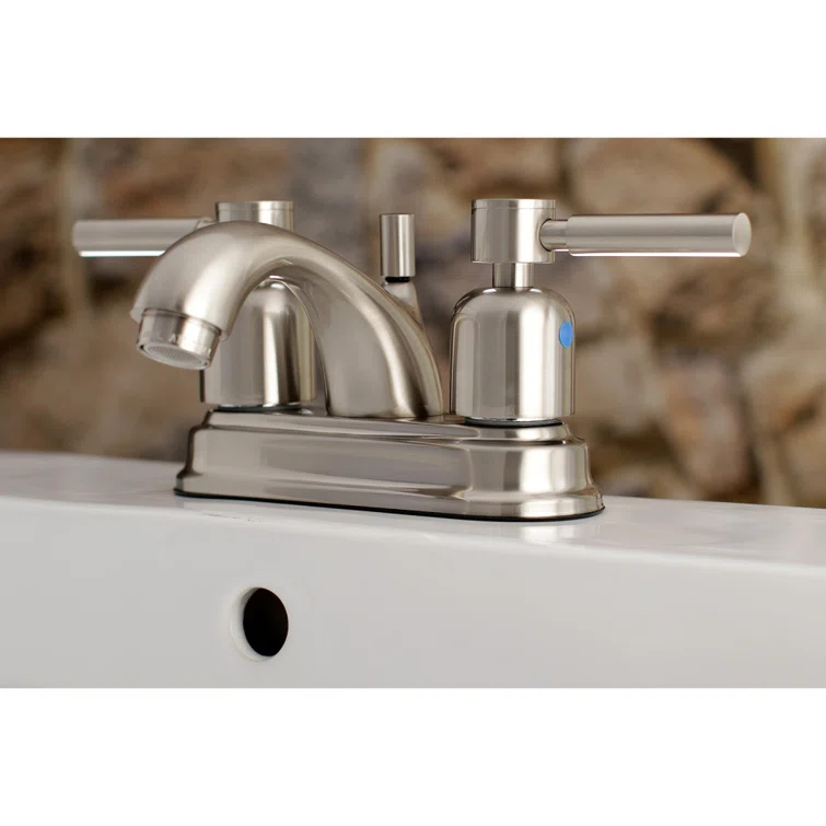 Kingston Brass Kingston Brass Concord Two-Handle 3-Hole Deck Mount 4" Centerset Bathroom Faucet with Plastic Pop-Up FB2601DL
