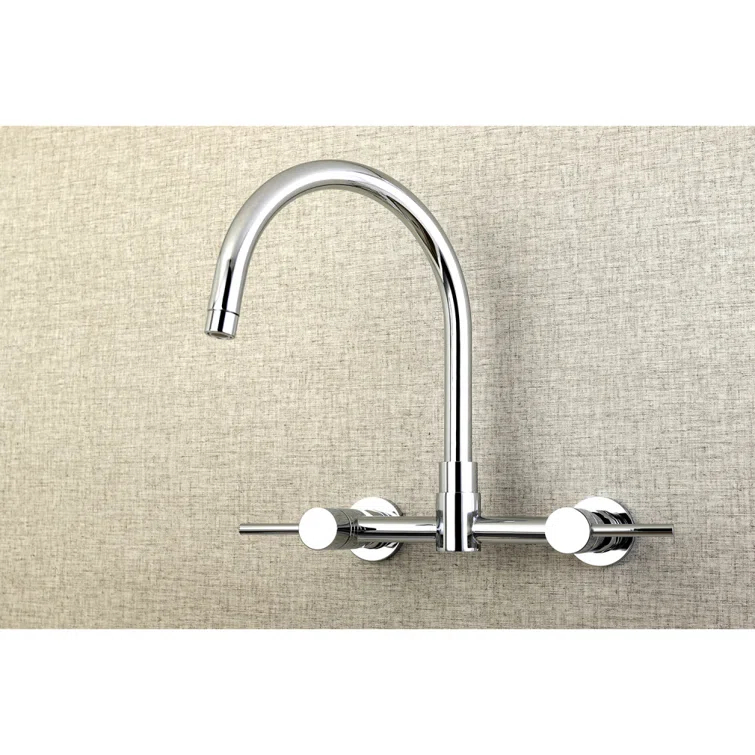 Kingston Brass Concord Double-Handle 2-Hole Wall-Mount Bridge Kitchen Faucet
