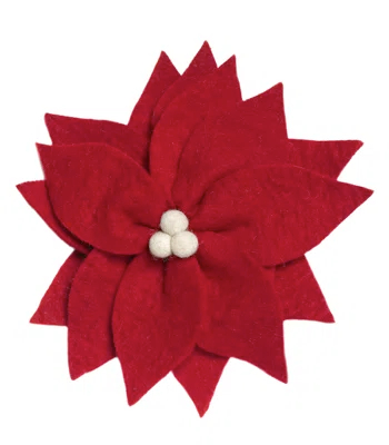 Arcadia Home Handmade Hand Felted Wool Christmas Tree Topper - Red Poinsettia