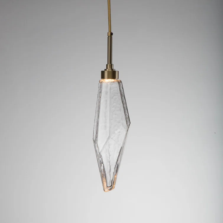 Rock Crystal Blown Glass LED Pendant