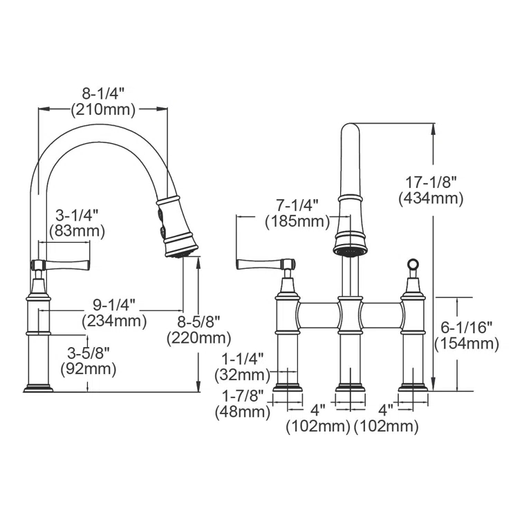 Elkay LKEC2037CR Explore Pull Down Bridge Faucet