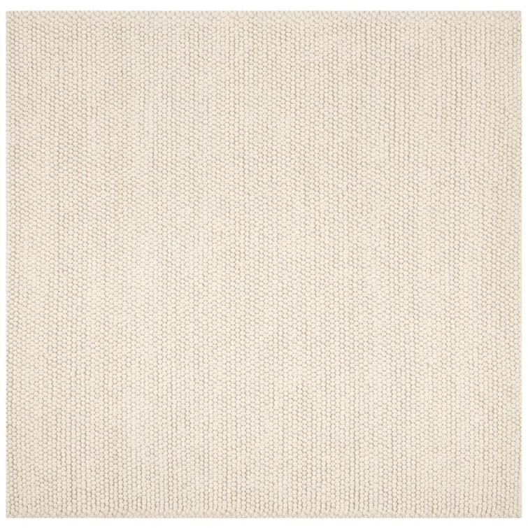 Ivory Square 5' Handwoven Wool Area Rug