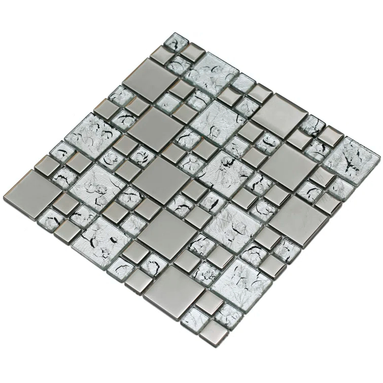 Rousha Random Sized Glass Random Mosaic Wall & Floor Tile