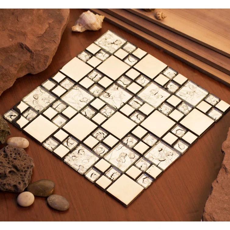 Rousha Random Sized Glass Random Mosaic Wall & Floor Tile