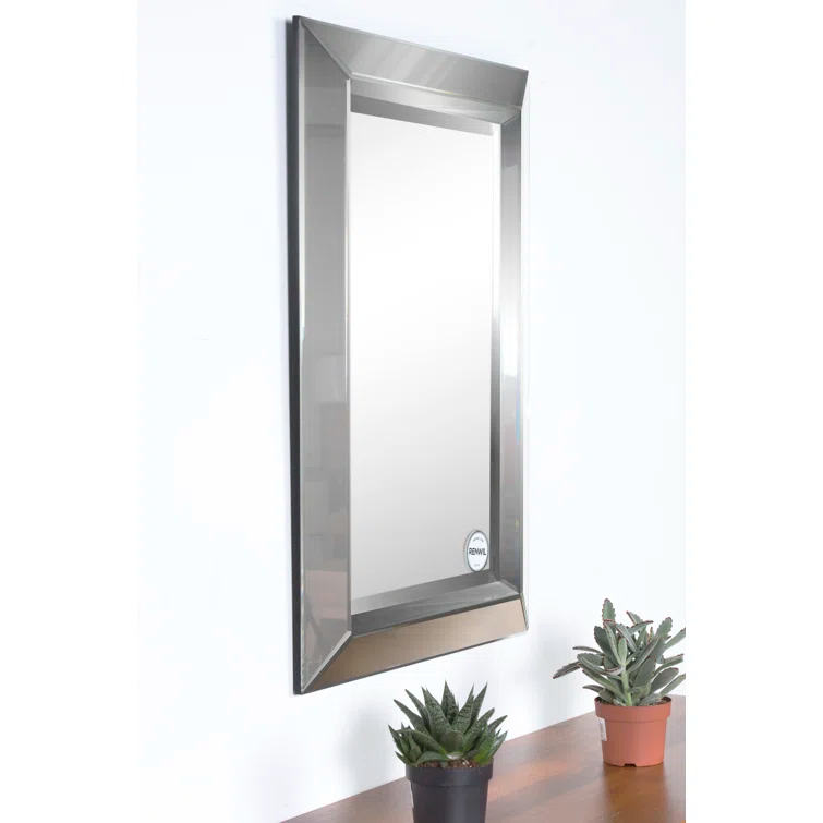 Aura Silver Rectangular Glass Vanity Wall Mirror
