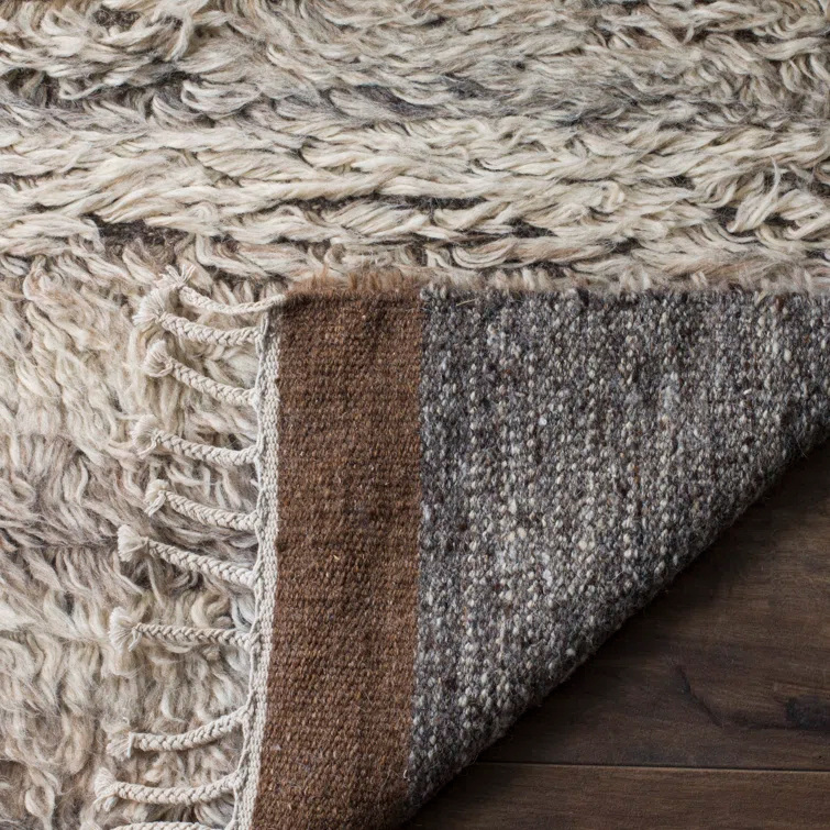 Alimatou Hand Knotted Wool/Cotton Abstract Rug in Gray/Brown