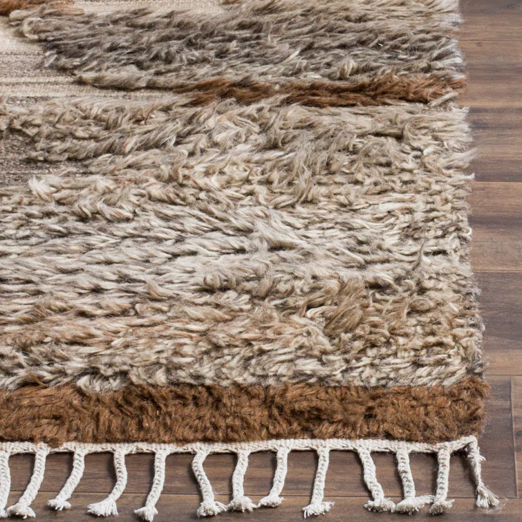 Alimatou Hand Knotted Wool/Cotton Abstract Rug in Gray/Brown