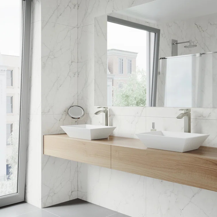 Vinca 18" L x 14" W x 5" H Matte White Handmade Rectangular Vessel Bathroom Sink