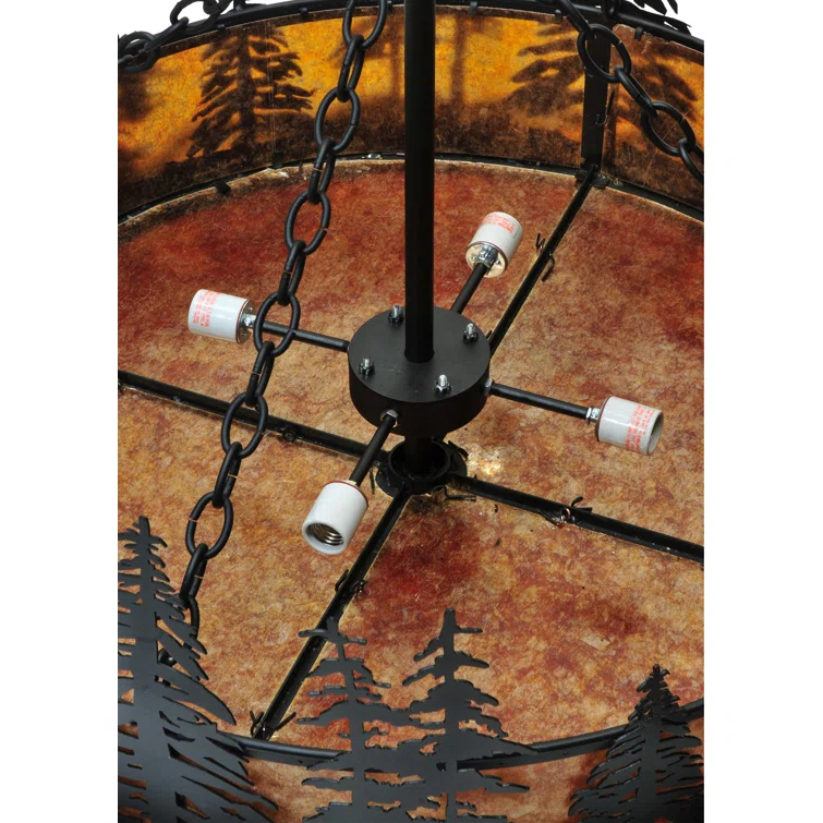 Rustic Lodge 4 - Light Glass Drum Chandelier