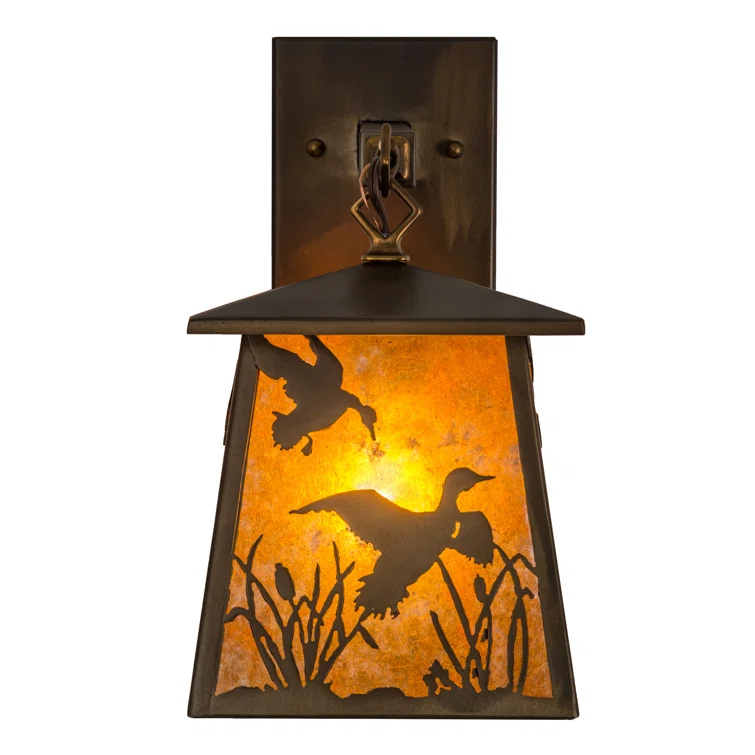Adirondack Marsh Ducks 12.5" Copper Outdoor Wall Sconce