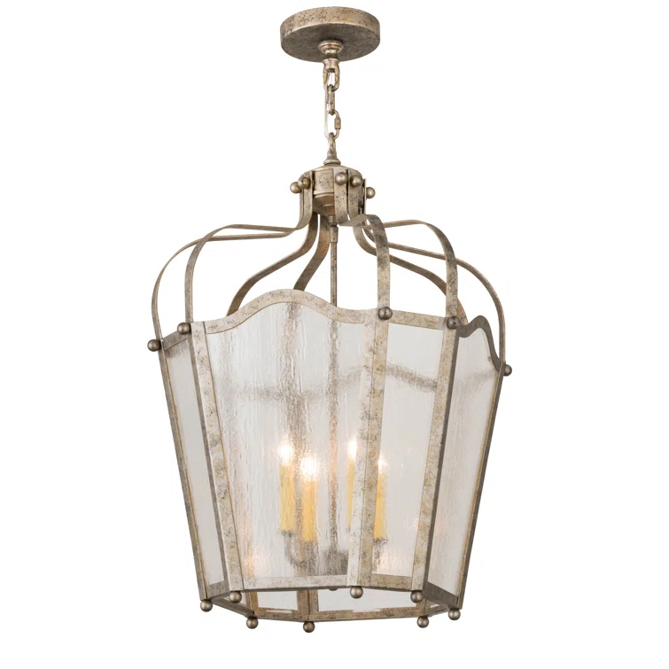 4 - Light Glass Lantern Geometric Chandelier