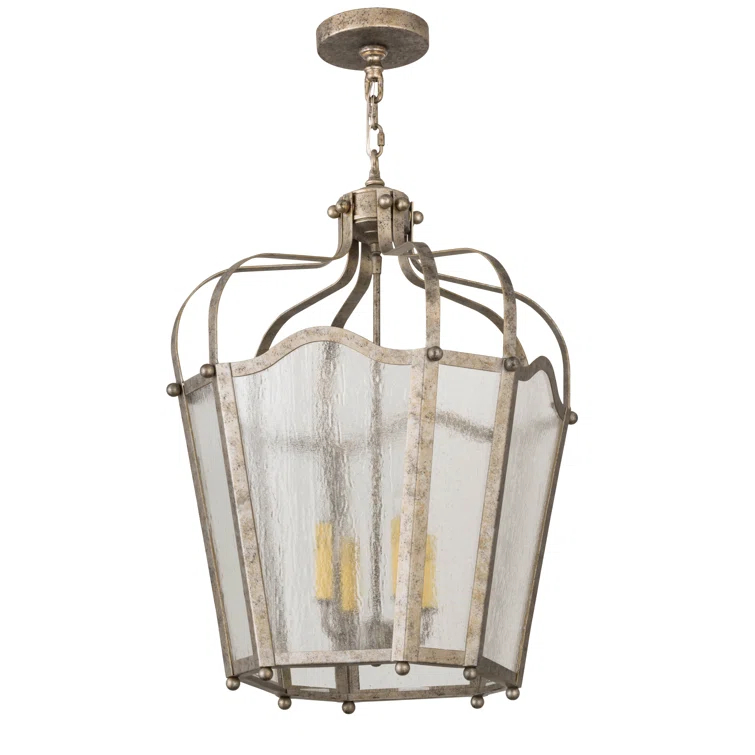 4 - Light Glass Lantern Geometric Chandelier