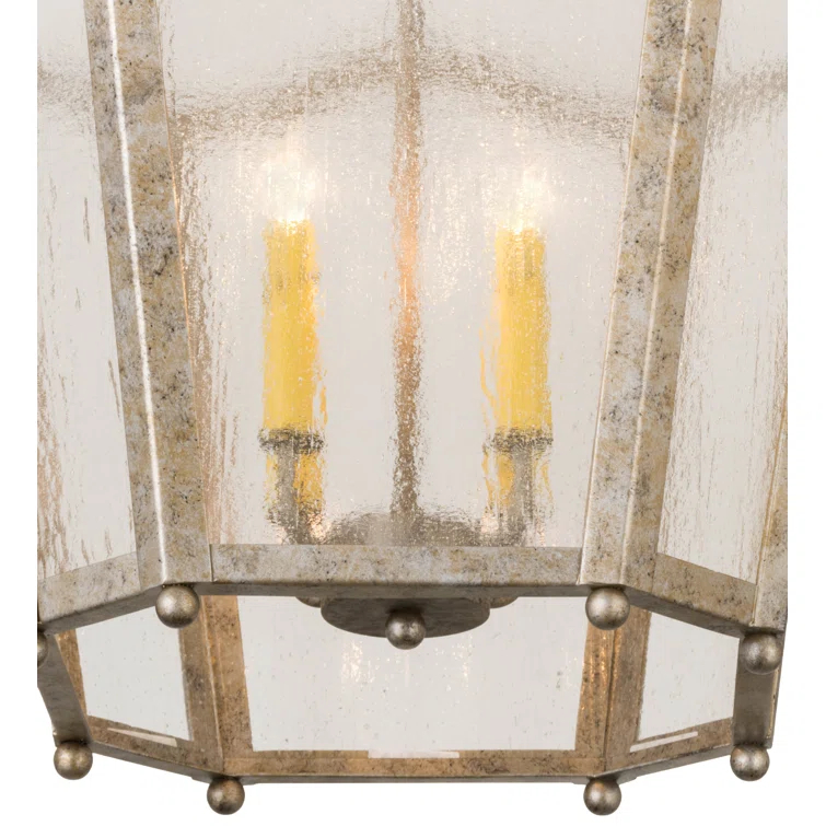 4 - Light Glass Lantern Geometric Chandelier