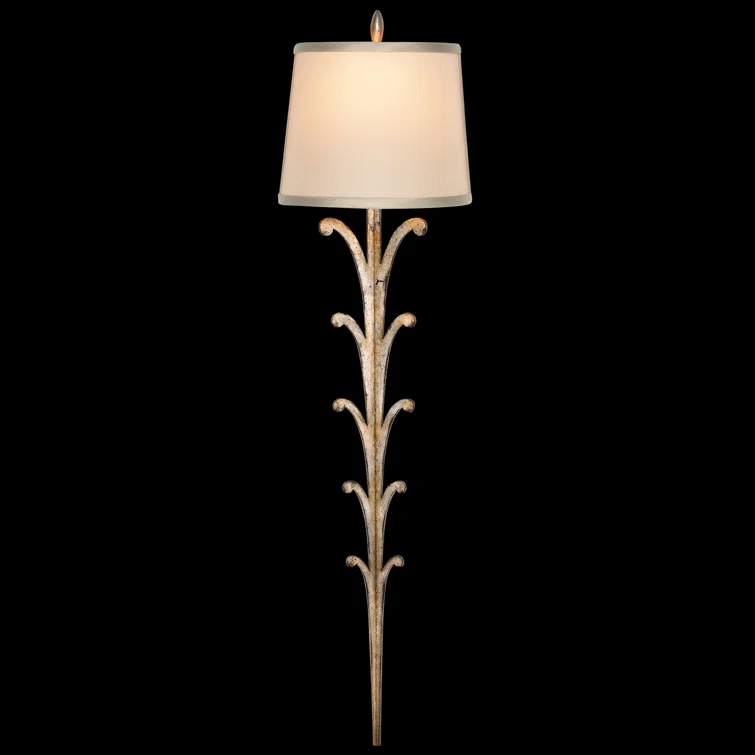 Platinized Silver Leaf Design Dimmable Wall Sconce