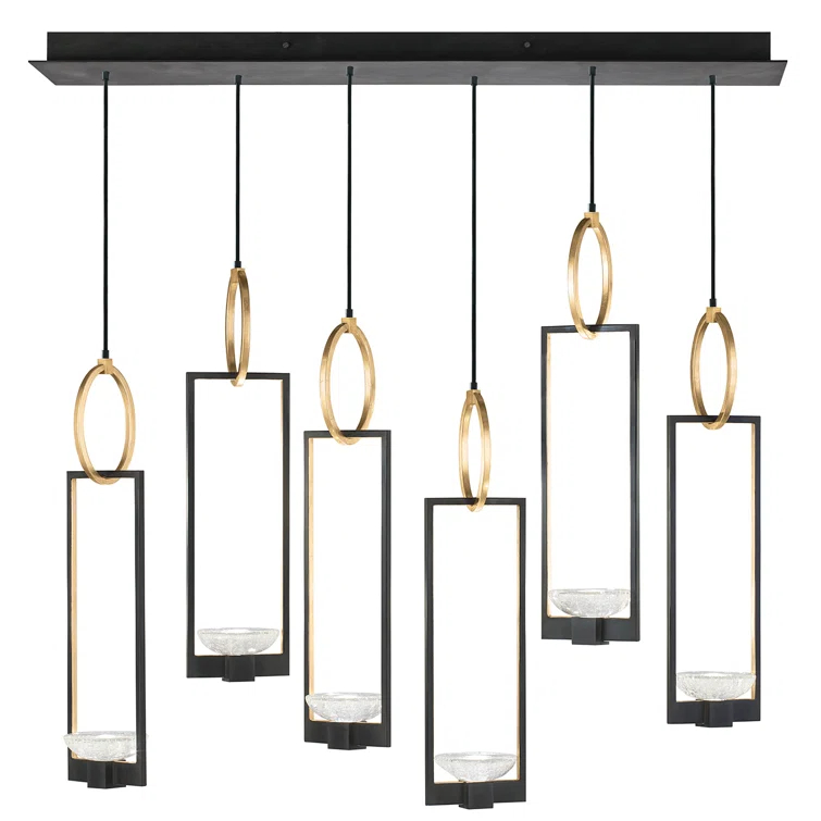 Delphi 48" Black and Gold LED Glass Pendant Light