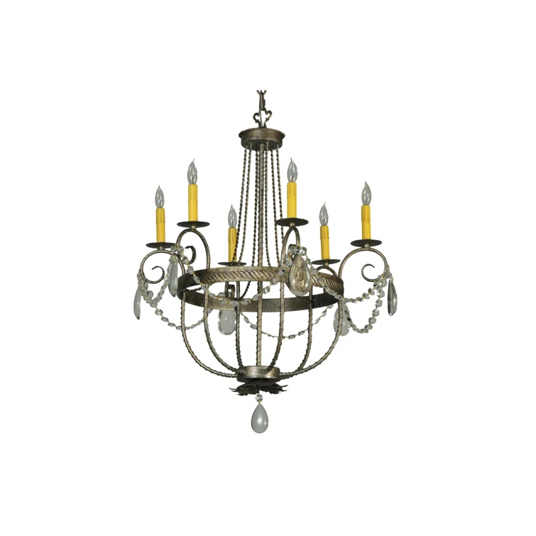 Antonia Bronze 6-Light Chandelier with Faux Candlelights