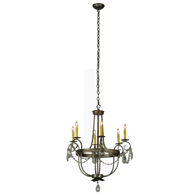 Antonia Bronze 6-Light Chandelier with Faux Candlelights