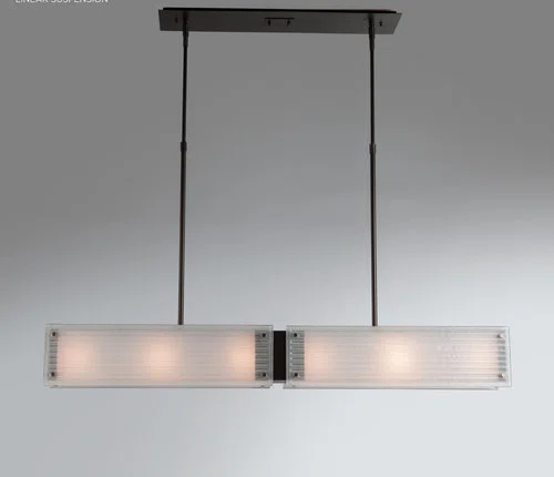 Matte Black and Bronze 44'' Textured Glass Island Pendant Light