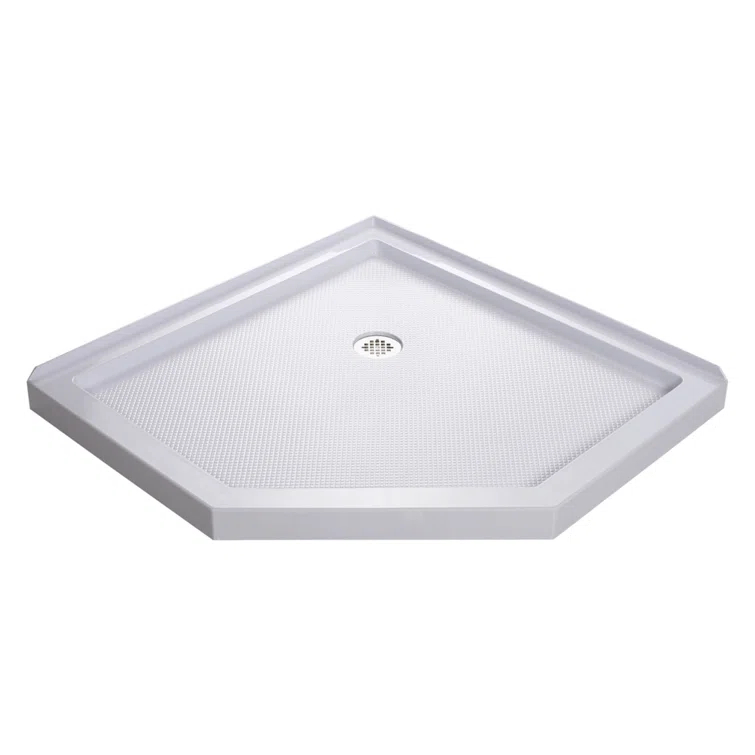 Prism 42" W x 42" D x 74.75" H Frameless Neo-Angle Reversible Shower Kit with Towel Bar and Base Included
