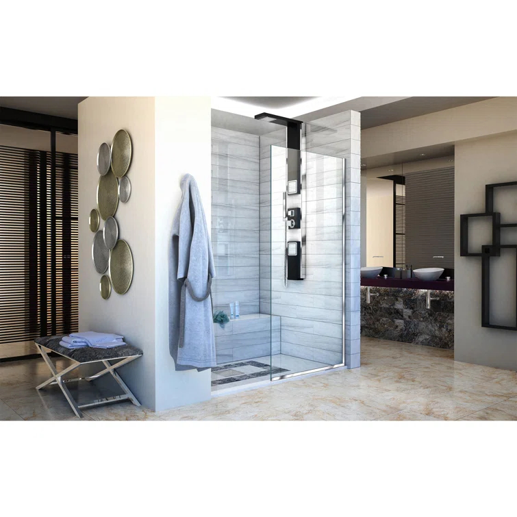 Linea 34" W x 72" H Frameless Fixed Glass Panel