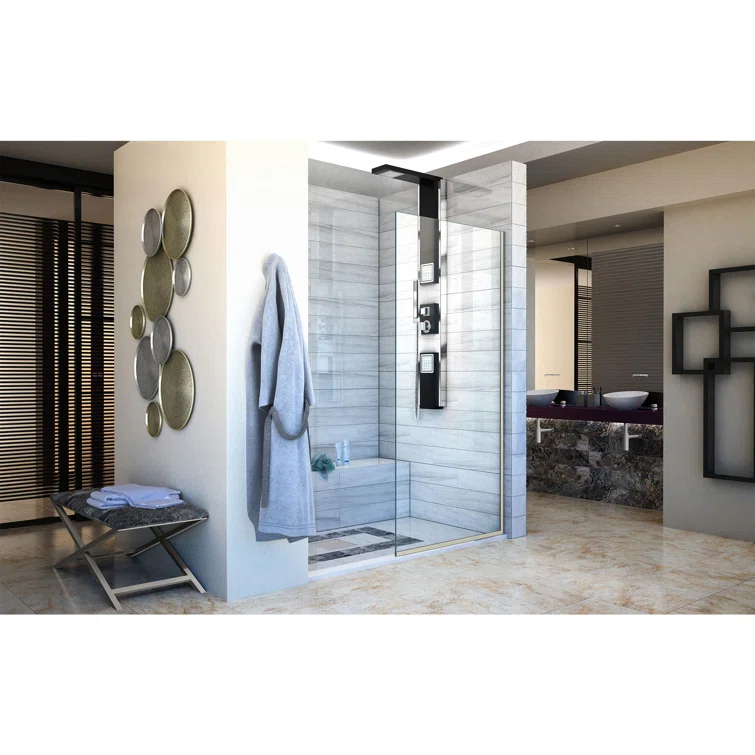 Linea 34" W x 72" H Frameless Fixed Glass Panel