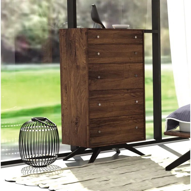 Astrid Solid Wood 26.875'' W 5 - Drawer Dresser