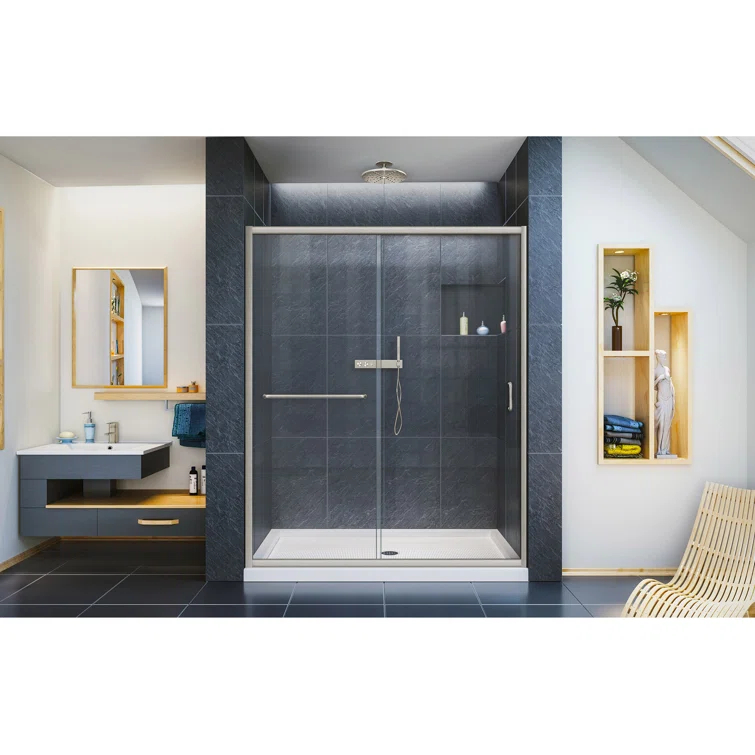 Infinity-Z 60" W x 72" H Single Sliding Frameless Shower Door