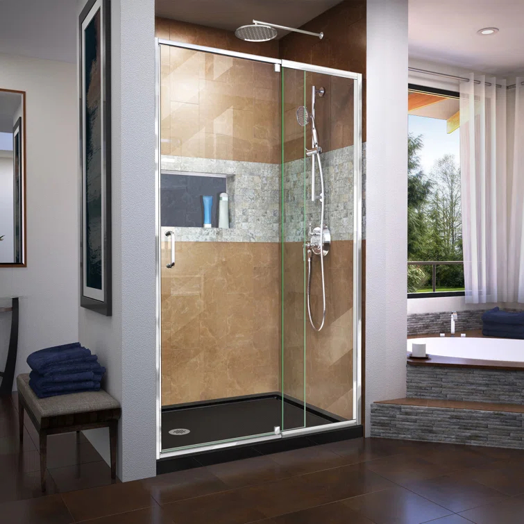 DreamLine SHDR-22487200-01 Flex 44" W x 72" H Pivot Semi-Frameless Pivot Shower Door with Clearmax Technology